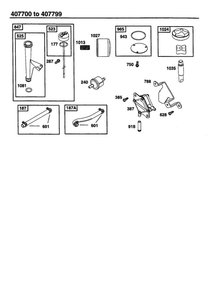 Dipstick And Tube Assembly Diagram and Parts List for 407700-407799 0122-0124-0128 Briggs and Stratton Engine